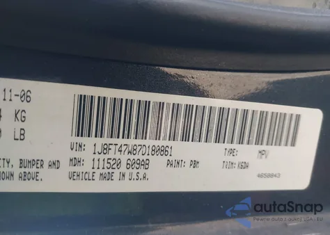 2007 Jeep Compass Sport z USA, uszkodzony, nr VIN 1J8FT47W87D180861